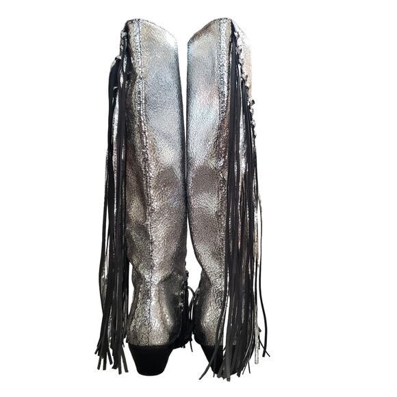 RAYE Jackson Western Boots Metallic Silver Size 6.5 RAYE-WZ2499 Fringe Tasseled - Picture 8 of 16